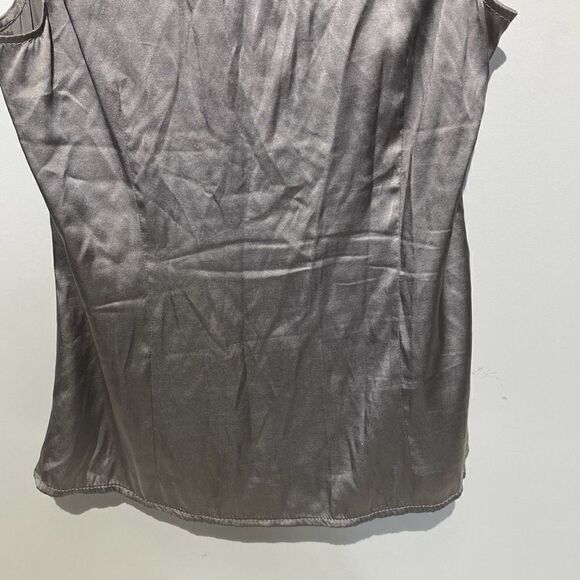 Ann Taylor Women's Gray Silk Stretch Sleeveless Cinched Front Top Size 4 - Picture 7 of 9